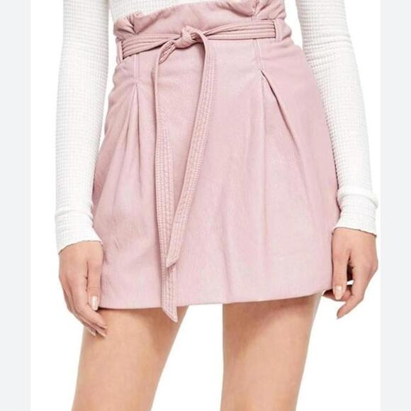 Free People Payton Paperbag Faux-Leather Mini Skirt in Mauve Women’s size 4 - Picture 12 of 15